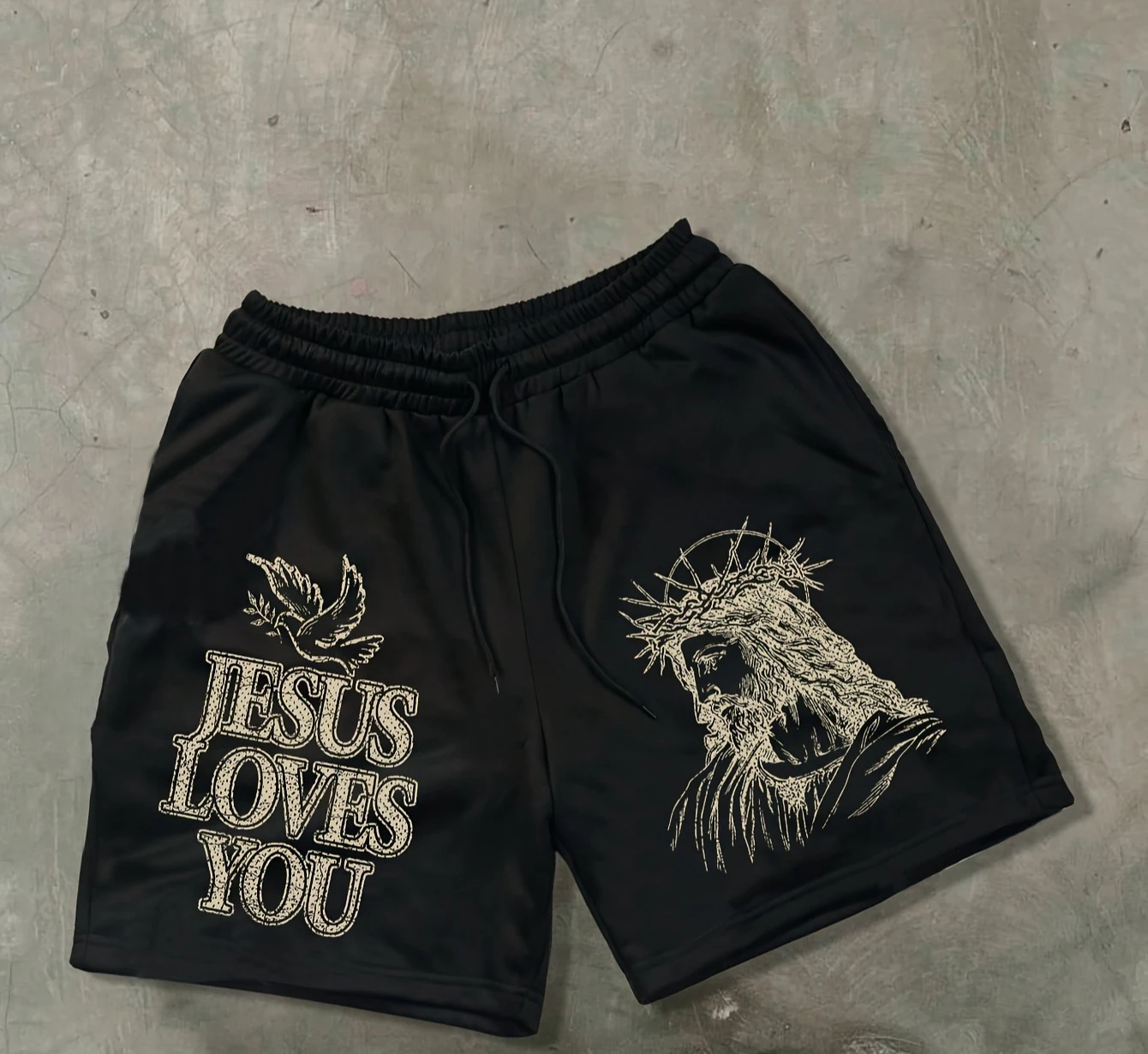 

Мужские летние повседневные свободные шорты с рисунком Иисуса, подходящие для игры в мяч, занятий спортом и фитнесом, а также для повседневной носки.