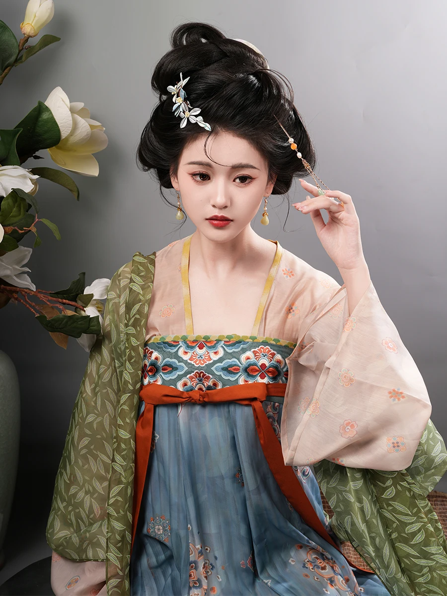 

anchi Linglong Sold out Limited Edition Hanfu Tang Dynas Restored Sle Full Sve Slimming Chest Length Spring Summer