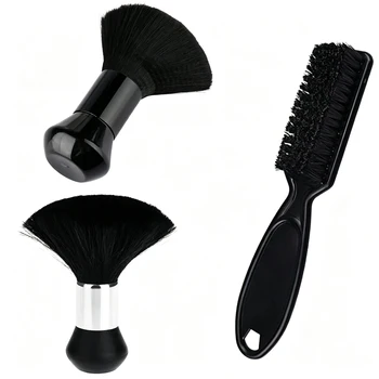 Hairdressing Soft Brush Black Hairdressing Sweeping Neck Hair Cleaning Duster Hair Cutting Ring Beard Brush Styling Comb Set
