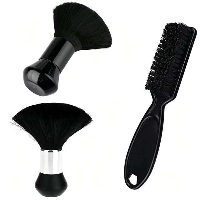 Hairdressing Soft Brush Black Hairdressing Sweeping Neck Hair Cleaning Duster Hair Cutting Ring Beard Brush Styling Comb Set