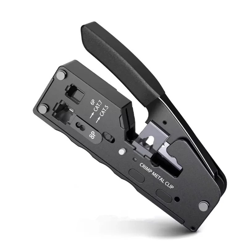 

AOKIN rj45 Crimper CAT7 Crimping Tool for Pass Through RJ11 RJ 45 Connector CAT6 CAT5E Modular Plugs With Wire Stripper Cutter