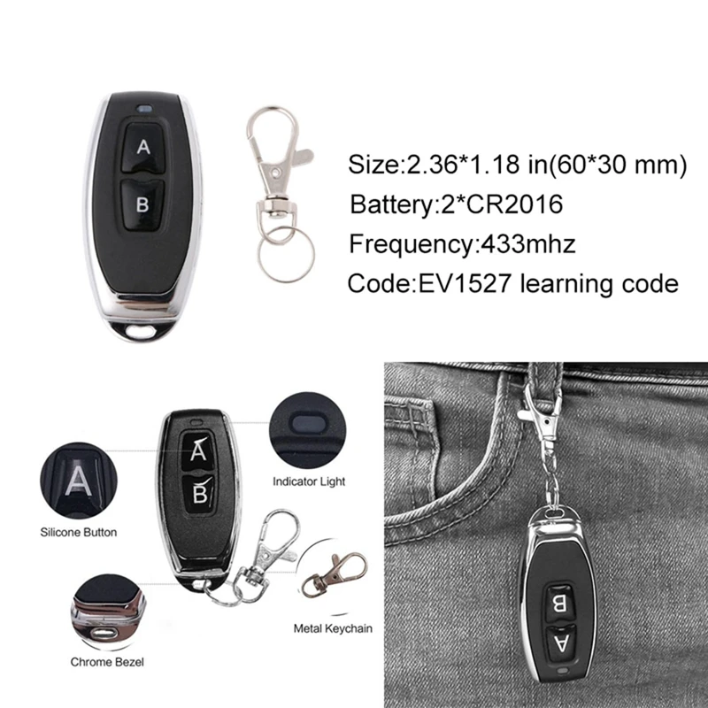 433 Mhz 220V Wireless Remote Control Switch ON/OFF Button 110V Remote Control Rf Receiver Transmitter, Set Of 1