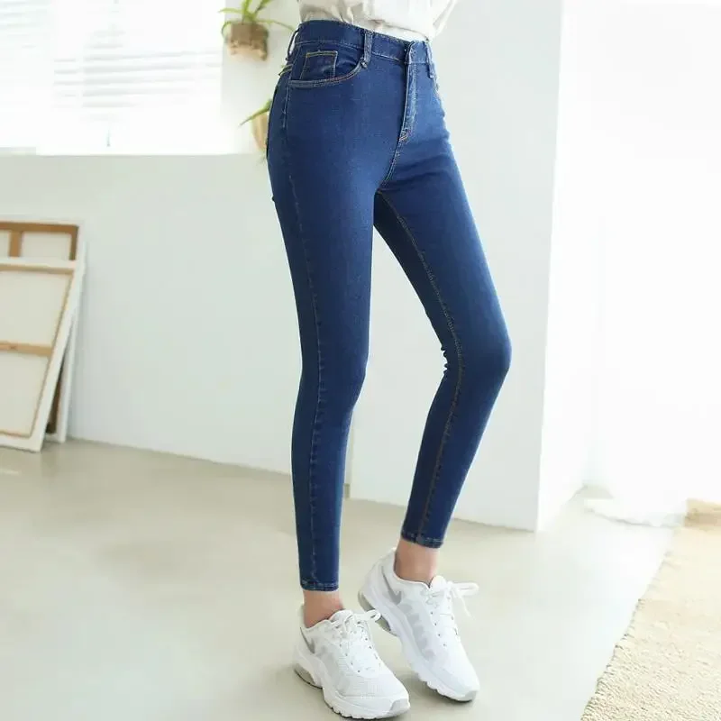 Pantalon à entrejambe ouvert, jean taille haute, court pour femmes, pieds serrés, avec Double tête, fermeture éclair Invisible, champ de rencontre