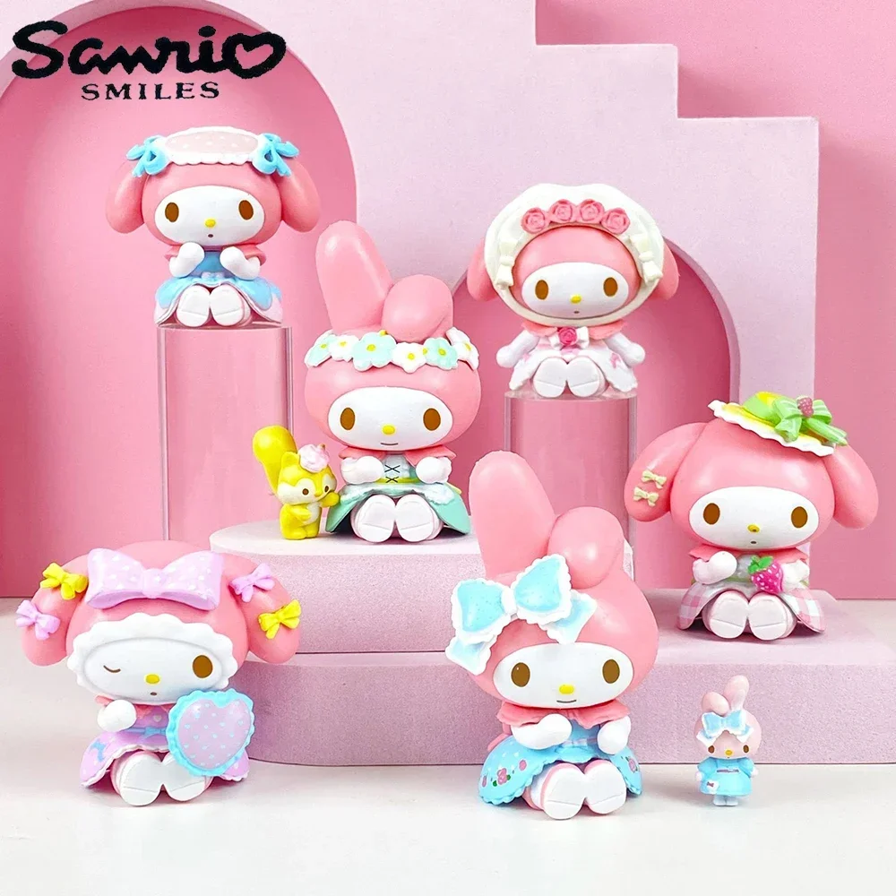 

Sanrio 7 см фигурка моя мелодия горничная наряд Аниме Кукла Kawaii торт комната декоративное украшение Рождественские Игрушки Подарки для девочек детей