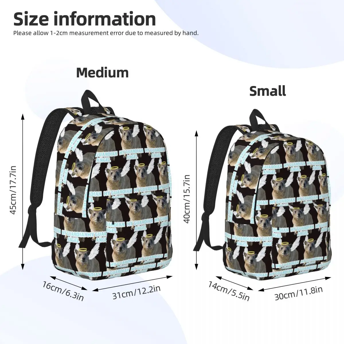 Rock Hyrax My Guardian Angel Backpack Daypack Large Capacity Kids BookBag School Bag Shoulder Bags for Boys Girls