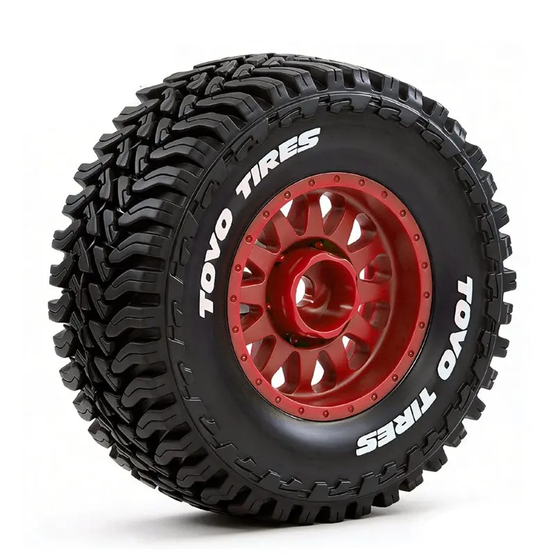 MACH-4Pcs 68Mm Beadlock Wheel & Tire Set For For 1/14 1/16 1/18 RC Truck Arrma Granite Mojave Typhon Grom