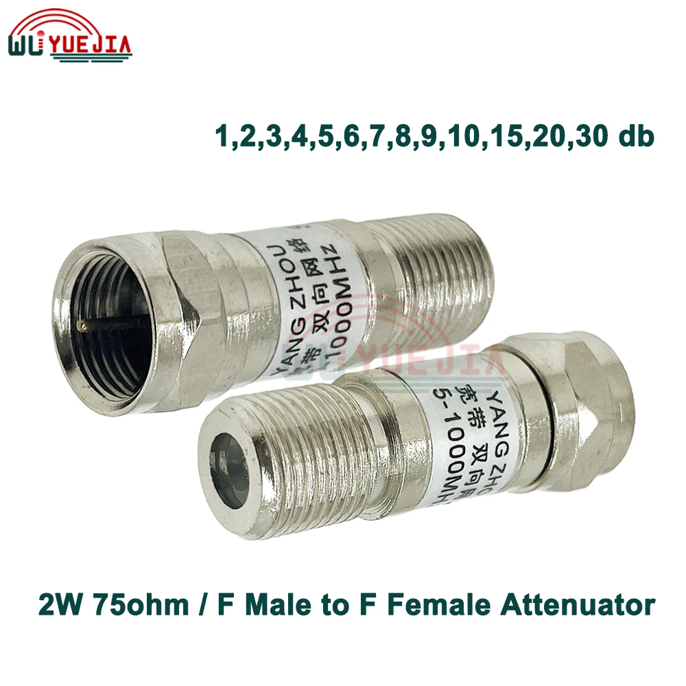 75 ohm DC-1.0GHz 2W F Male Plug to F Female Jack Connector TV Signal Attenuator RF Attenuator RF Accessory 1~30db Fast Shipping