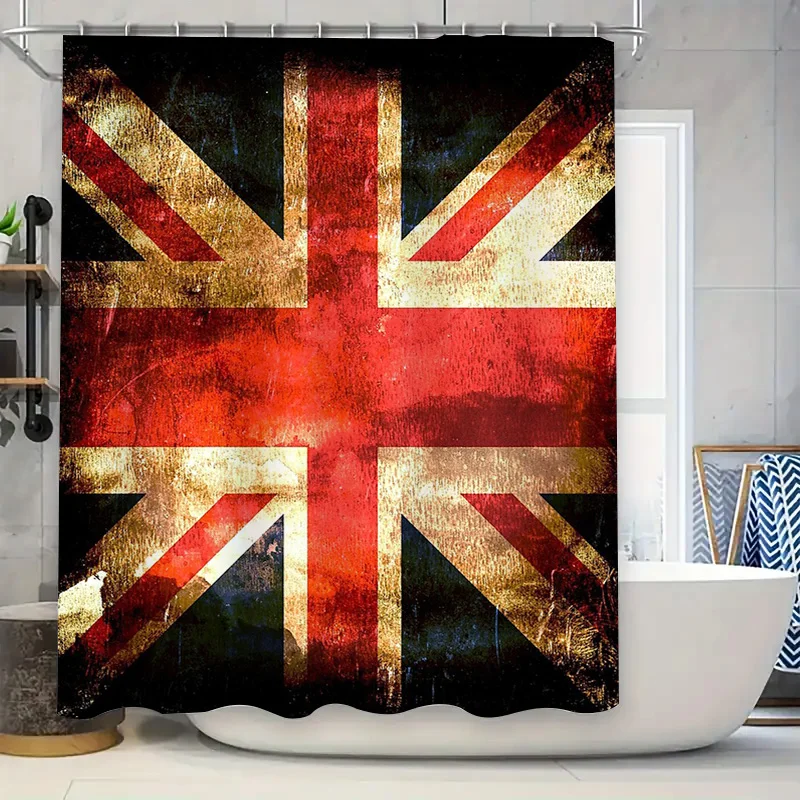 

British Flag Shower Curtain Waterproof Vintage UK National Emblem Bathroom Decor Washable Artistic Home Textile British Style