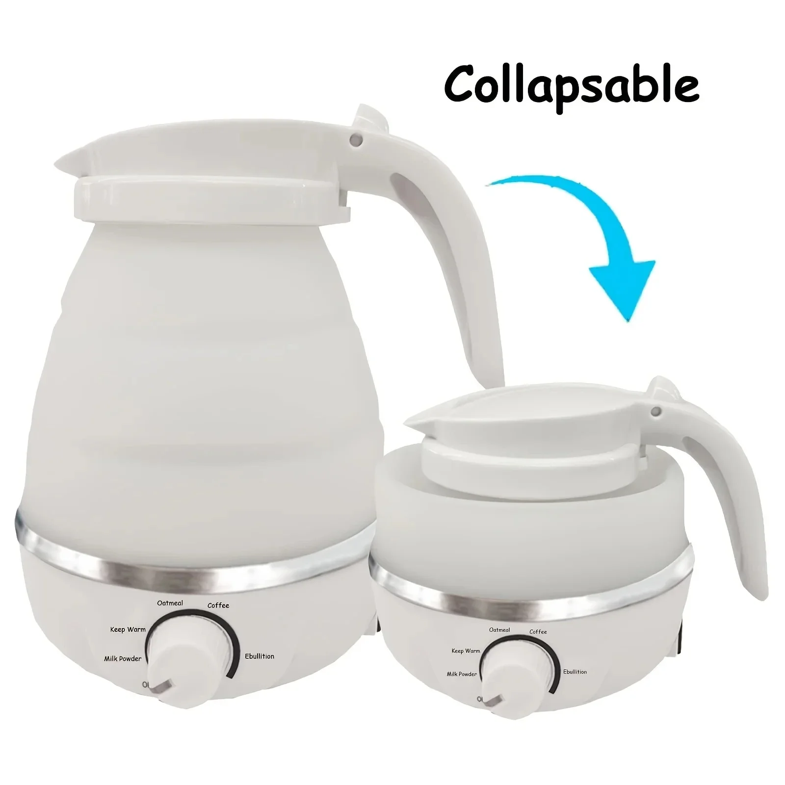 Travel Household Folding Kettle Silicone304 Stainless Steel Portable Kettle Compression Foldable Leakproof 600ml