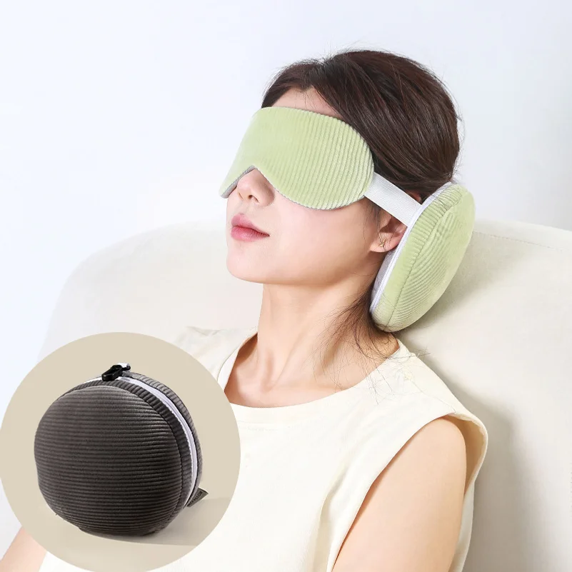 U-shaped pillow with light-blocking sleep eye maska 2-in-1 pillow for napstraveland airplane usefeaturingacut-out eye maskdesign