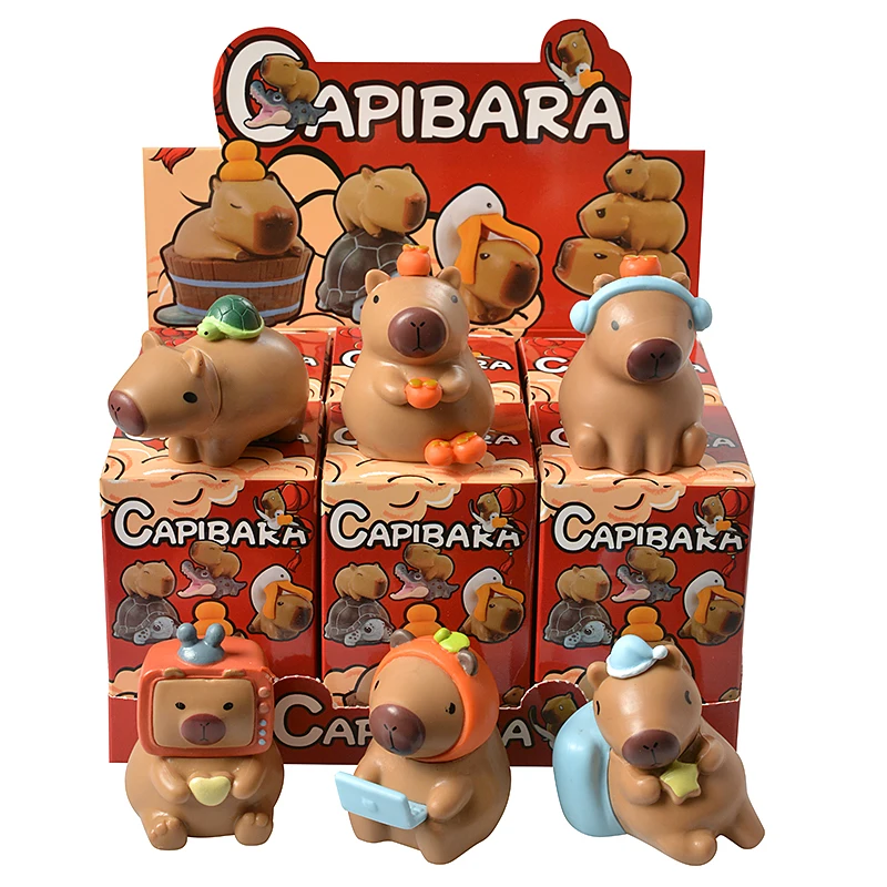 6Pcs/Set Blind Box Capybara Animals Figure Model Doll Collection Decoration Toy For Children\'s Gift