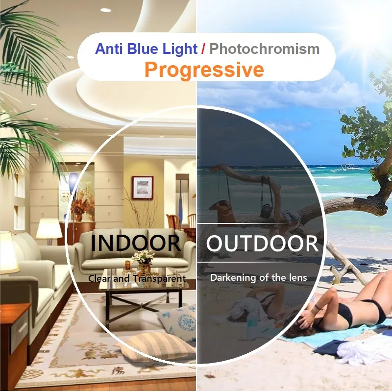 

Eyeluyan 1.56 / 1.61 1.67 index Anti Blue Light Photochromic Multifocal Progressive Prescription Optical Aspheric Lens 1Pair