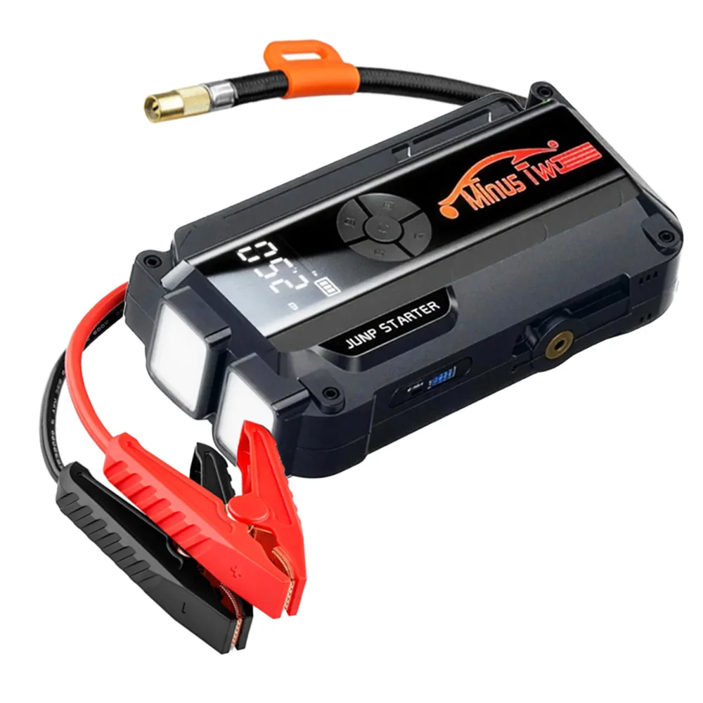 4 in 1 1000A Peak Car Jump Starter, 150PSI Portable Air Compressor, 12V Battery Booster Power Pack for Petrol Diesel Trucks SUV