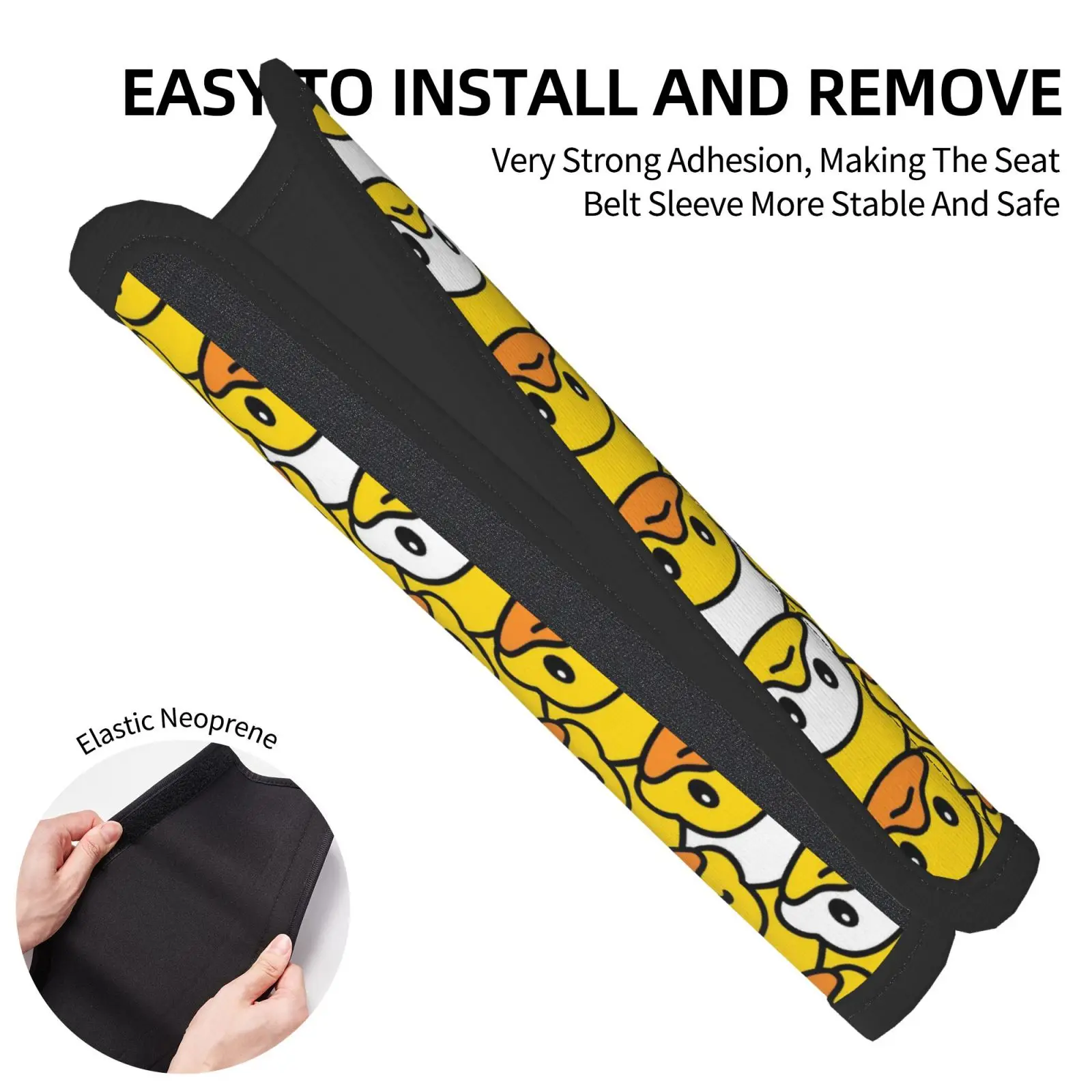 2 Pieces of Cartoon Yellow Duck Print Pattern Car Seat Belt Cover Universal Shoulder Comfort Anti Pinch Neck Car Accessories