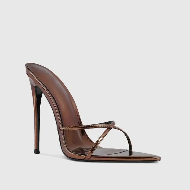 

New European and American fashion sandals with pointed Roman straps for comfortable slim heels and fish mouth sandals