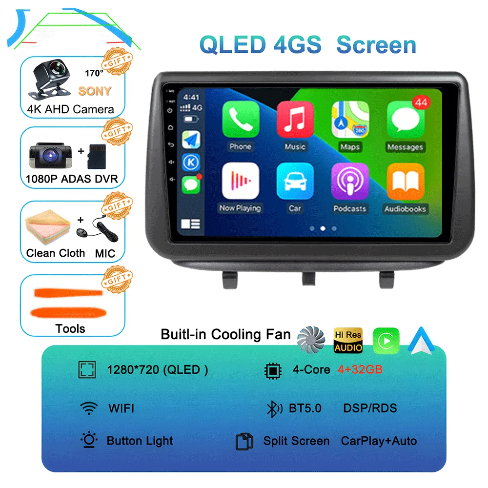 Auto radio multimediaspeler GPS CarPlay Auto 4G WIFI stereo head unit DSP voor Opel Meriva B 2009 - 2014 2K QLED Android 16