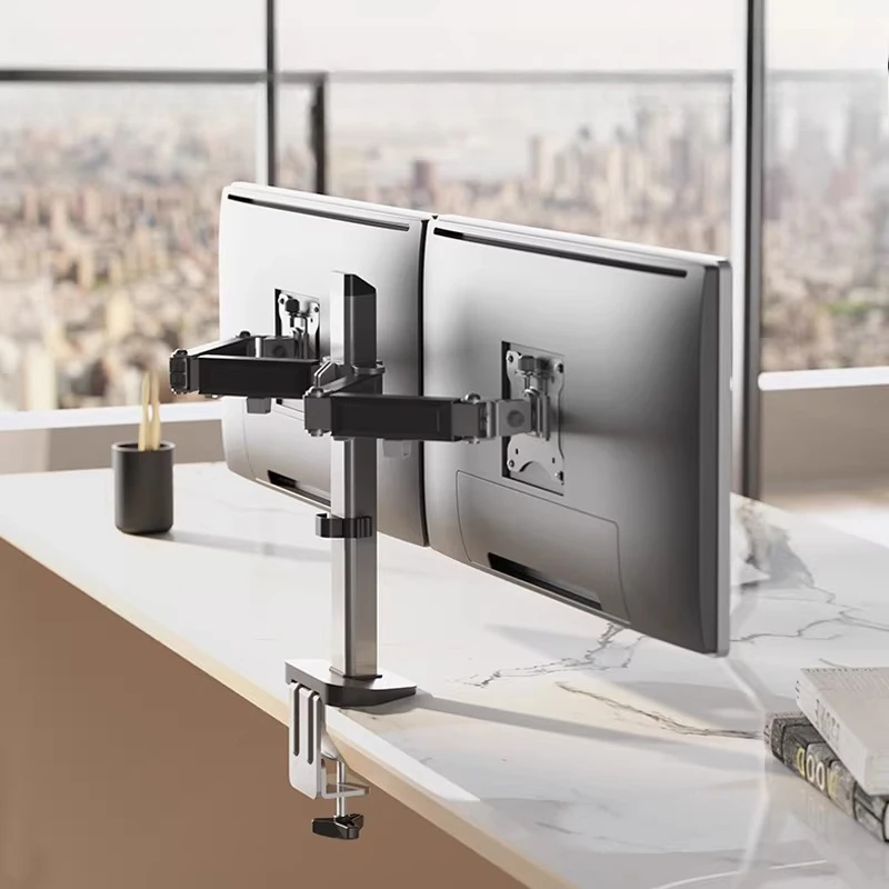 

Dual-screen monitor bracket, upper and lower four-screen notebook heightening rack, computer base, no punching, one drag and two