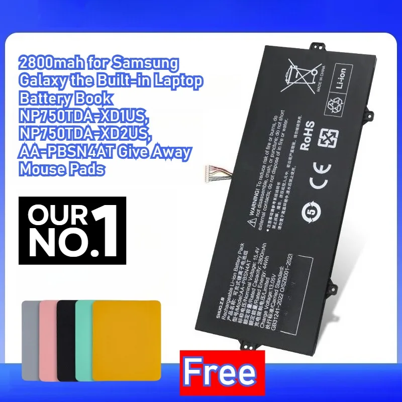 

2800 мАч для Samsung Galaxy Встроенный аккумулятор для ноутбука NP750TDA-XD1US, NP750TDA-XD2US, AA-PBSN4AT Подарите коврики для мыши