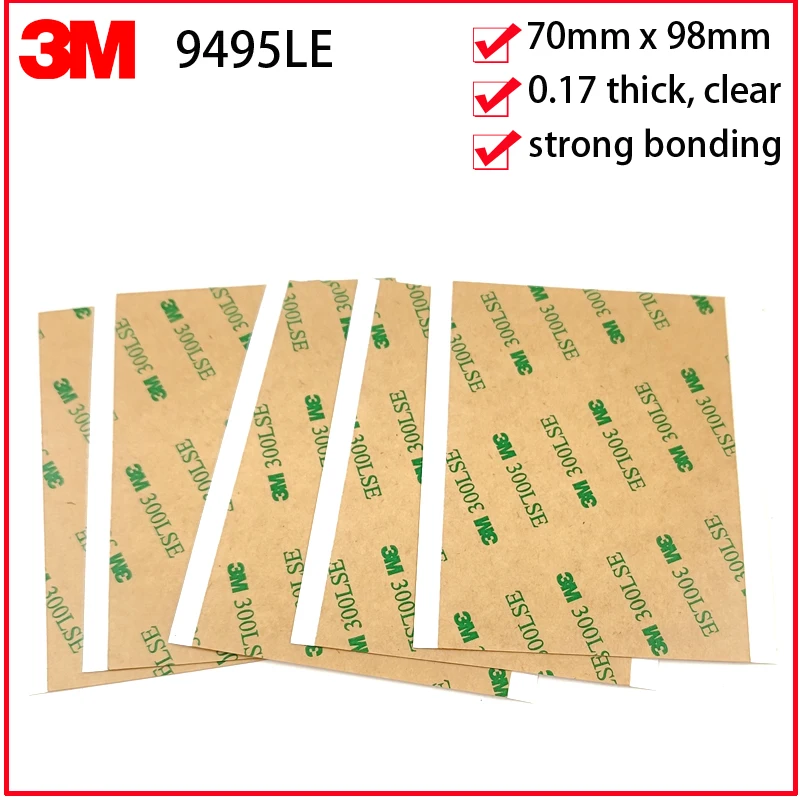 5pcs (70mmx98mm) 3M 9495LE Two Face Sticky Adhesive Sticker for EVA Foam, Nameplate, Strong Bonding