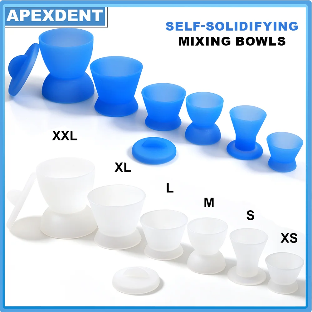 6Pcs Dental Silicone Rubber Cup Non-Stick Flexible Self Solidifying Cup For Impression Mixing Tool Dentisry Lab Instruments