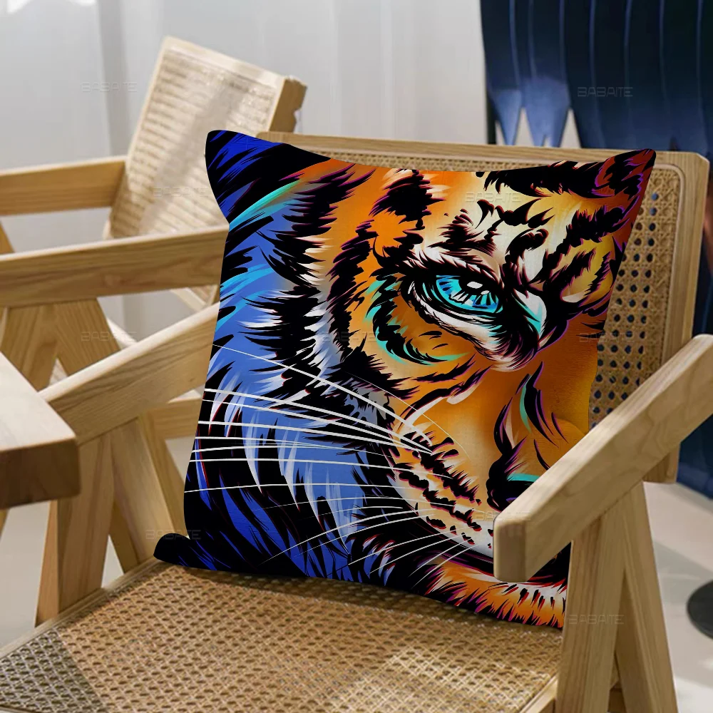 Tiger Animal Personalized Pillow Cover Kids Bedroom Wild Party Decor Pillowcase Kid Birthday Shower Gift