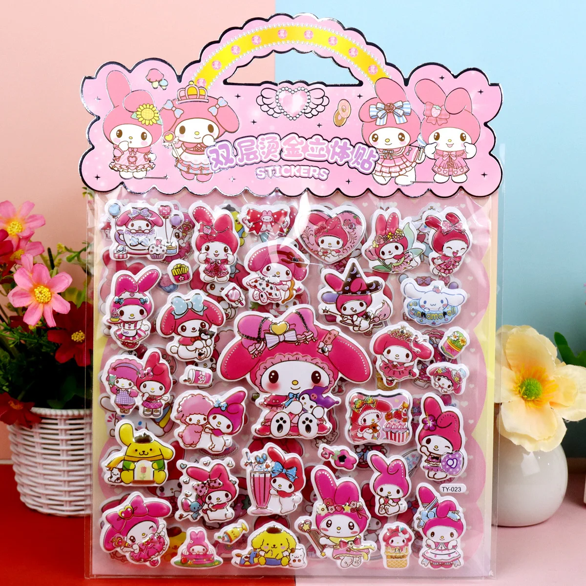 Sanrio – autocollants de marquage à chaud Double couche, dessin animé, groupe elfe ciel, autocollants à bulles 3D, peinture adhésive