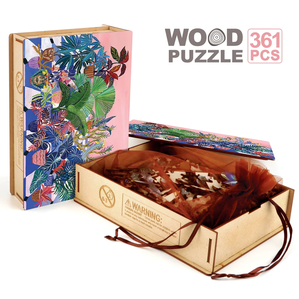 Houseplant Wooden Puzzle 3D Memory Game Backyard Jigsaw Puzzle Brain Teaser Toy Child Painting Art Wood Puzzles Festival Gift