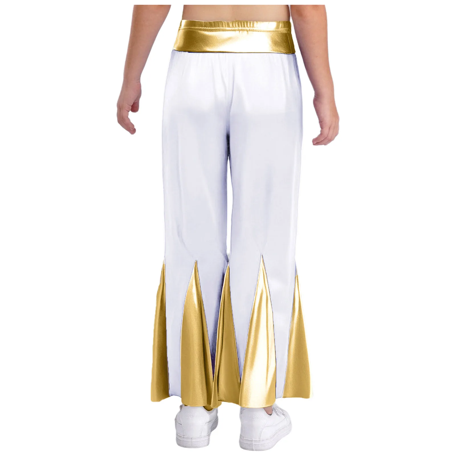 أطفال بنات السراويل المعدنية جوقة أداء زي الليتورجي الثناء العبادة الغنائية الرقص السراويل كتلة اللون جرس القاع