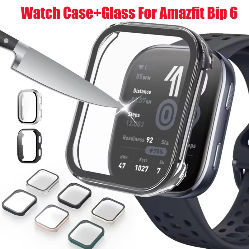 Uhrengehäuse + Glas für Amazfit Bip 6, kratzfeste Folie, gehärtetes Glas, Displayschutzfolie für Amazfit Bip 6, Zubehör