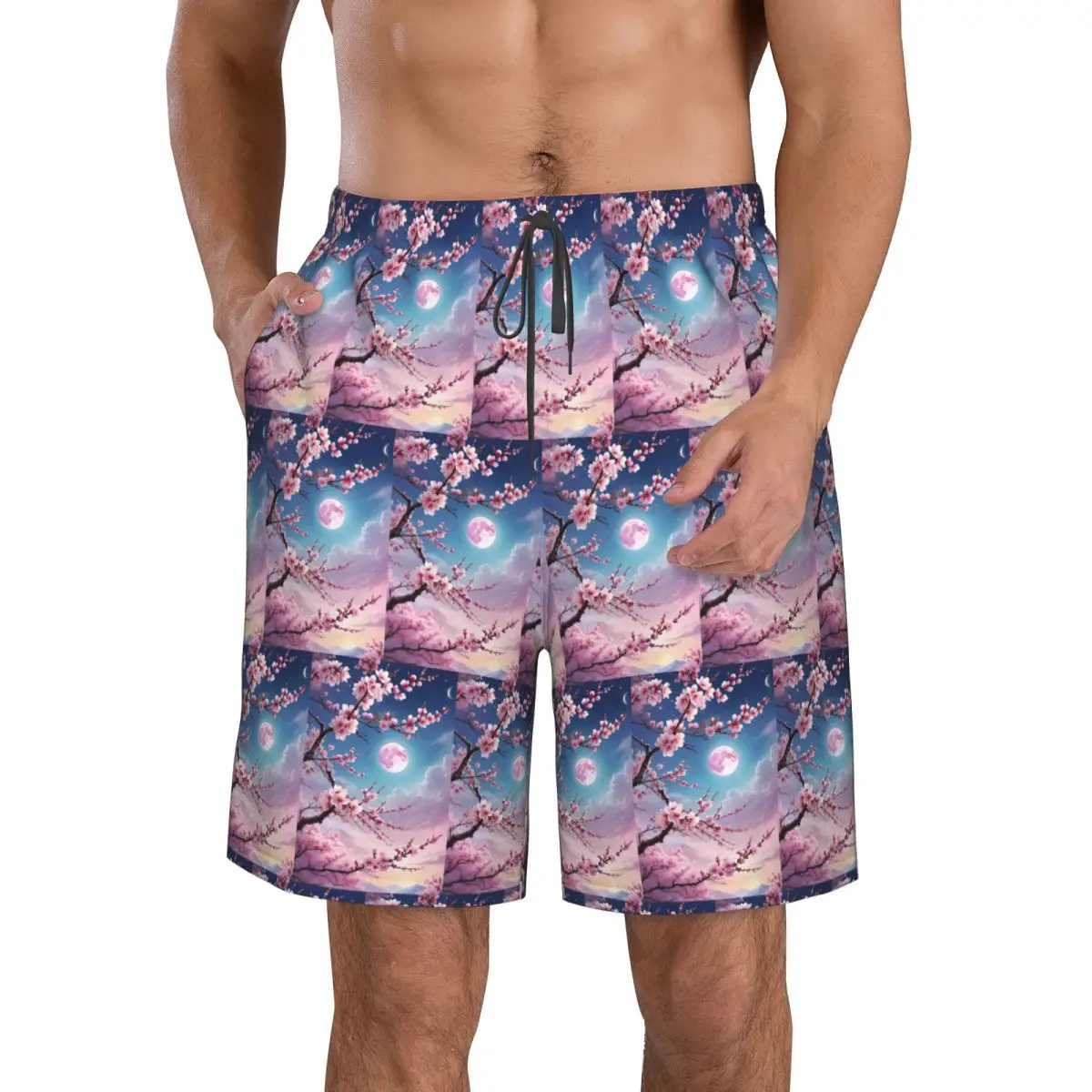 

Sakura Cherry Blossom Japanese Flowers Trunks Beach Board Shorts Casual Quick Dry Swimming Summer Men Pants