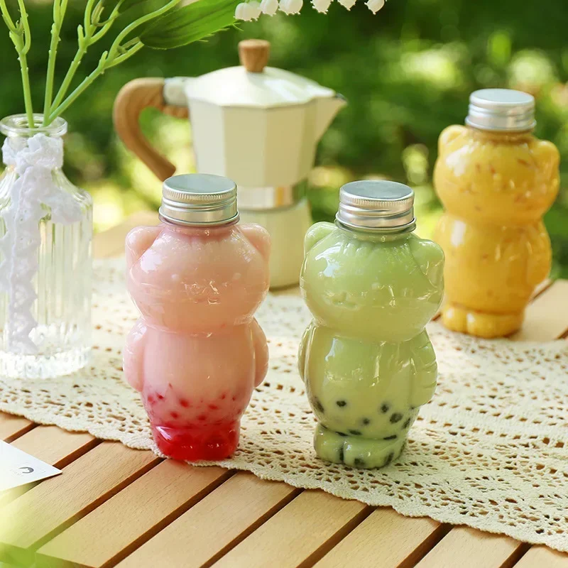 Cat Kawaii Water Bottles for Milk Tea Coffee Juice Portable Drinking Cup Home Transparent Juicing Beverage Drink Bottle BPA Free