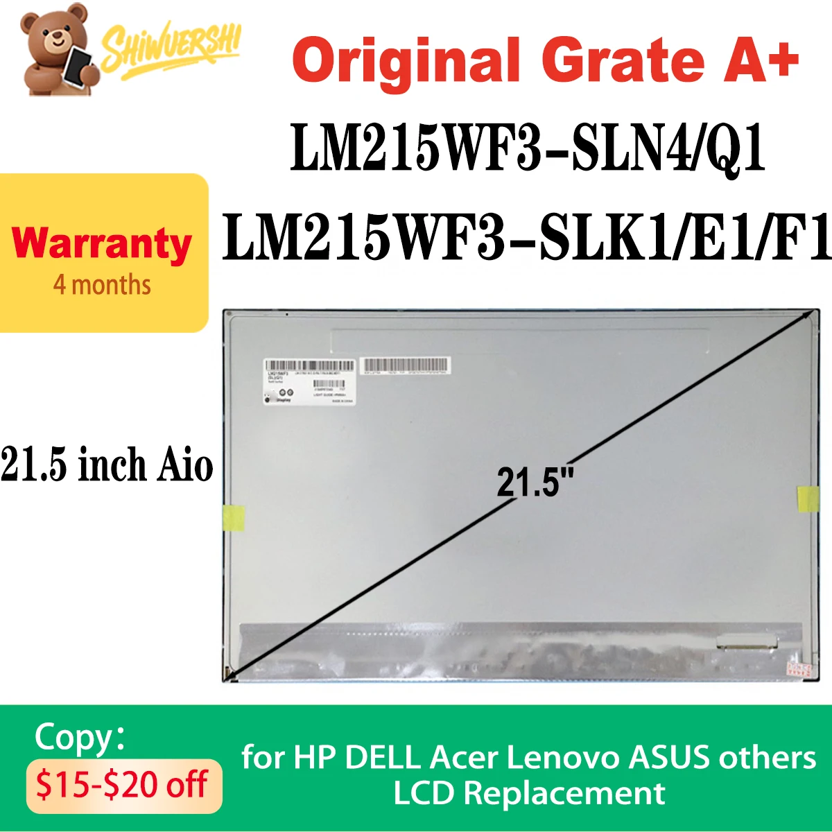 

Новый оригинальный 21,5-дюймовый ЖК-экран FHD LM215WF3 SLN4 LM215WF3 SLQ1 LM215WF3 SLK1 LM215WF3 SLE1 LM215WF3 SLF1 1920*1080P 30 контактов