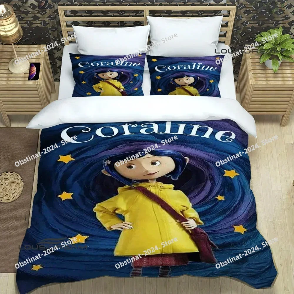 

3D C-Coraline cartoon Bedding Set Duvet Cover Full Queen King Size Pillowcase Bed Printed Bed Set Aldult Kid Bedroom luxury gift