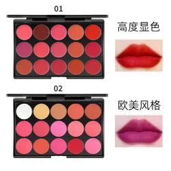 15 Colors/Set Lip Gloss Palette Women Moisturizing LongLasting Matte Lipstick Women Girls Lipstick Nude Lip Cosmetic Makeup Tool