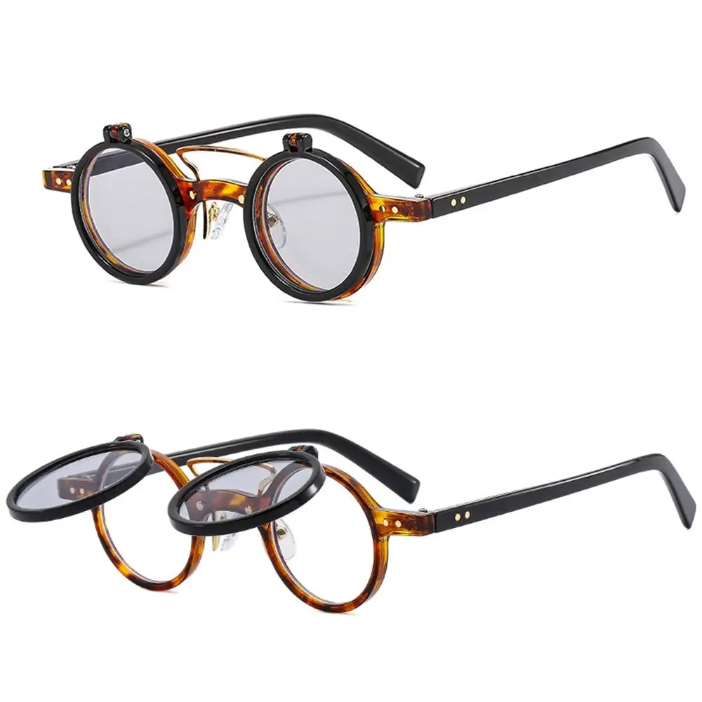 Fashion Vintage Retro Rivets Small Round Sun Glasses Steampunk Flip-Up Sunglasses Flip Lens Punk Eyeglasses