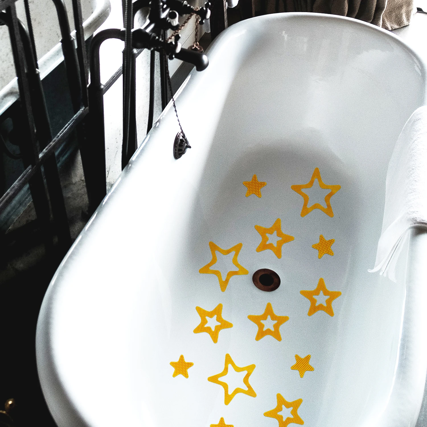 10PCS Orange Five-pointed star Non Slip Bathtub Stickers