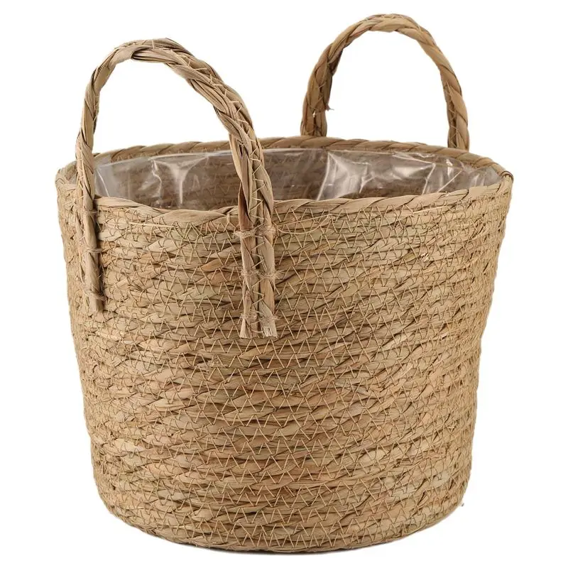 

1 PCS Plant Pots Seagrass Planter Basket Flower Pot Cover Woven Plant Container Vase Wicker Trash