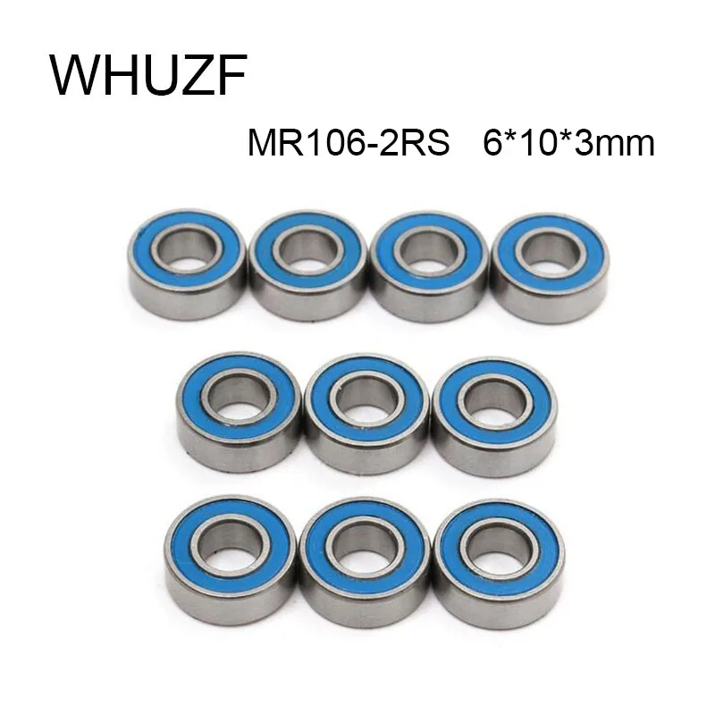 WHUZF 20/50/100PCS MR106RS Bearing ABEC-5 6*10*3 mm Miniature MR106-2RS Ball Bearings RS MR106 2RS With Blue Sealed L-1060DD