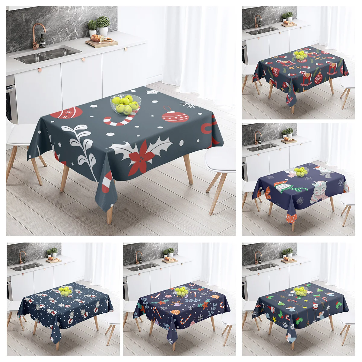 Home tablecloths dining decoration and rectangular table accessories waterproof cloth Anti-stain restaurant Merry Christmas