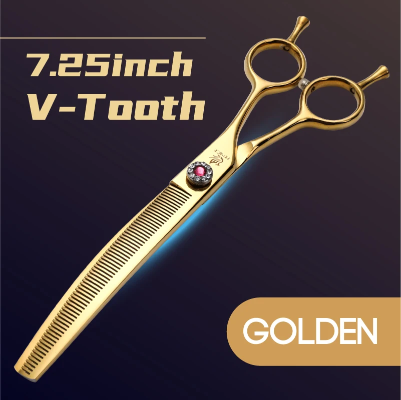 Fenice High-end 7,25 inch professionele hondentrimmerschaar, gebogen uitdun- en chunkerschaar voor hondentrimmers.
