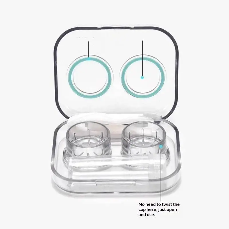 Kontaktlinsenbehälter mit Schnellöffnungsdesign, auslaufsicher, transparent, tragbar für den täglichen Gebrauch, Reisen, Arbeit, Aufbewahrungsbox – Detail 10