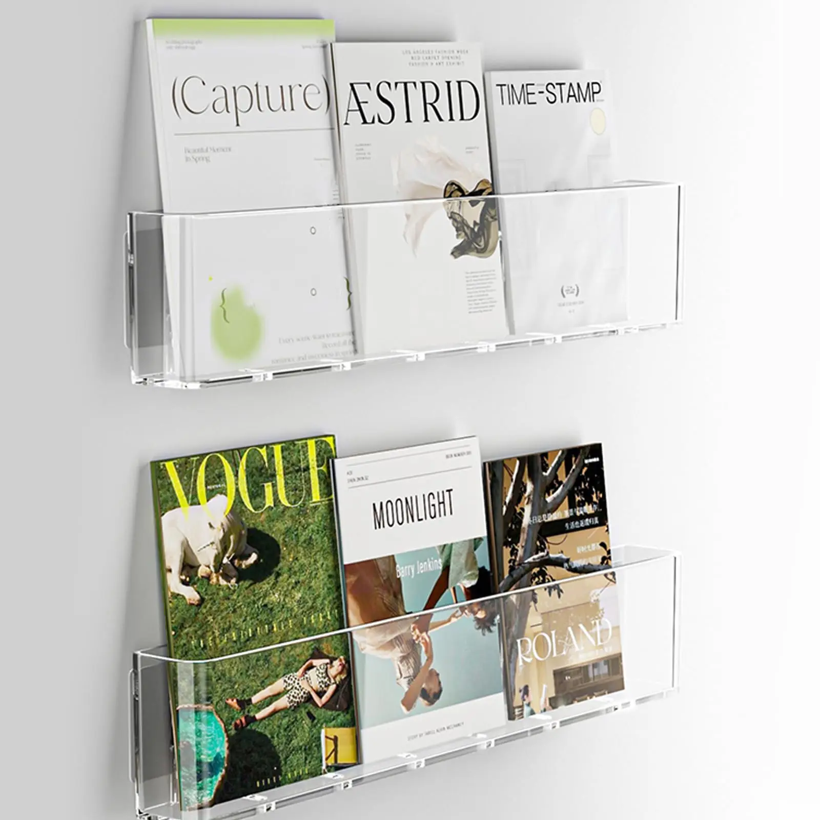 Kinder-Bücherregal zur Wandmontage, durchsichtiges schwebendes Bücherregal, Buch-Display, Vinyl-Display, Schallplattenhalter, Zeitschriftenständer, Bildleistenregal