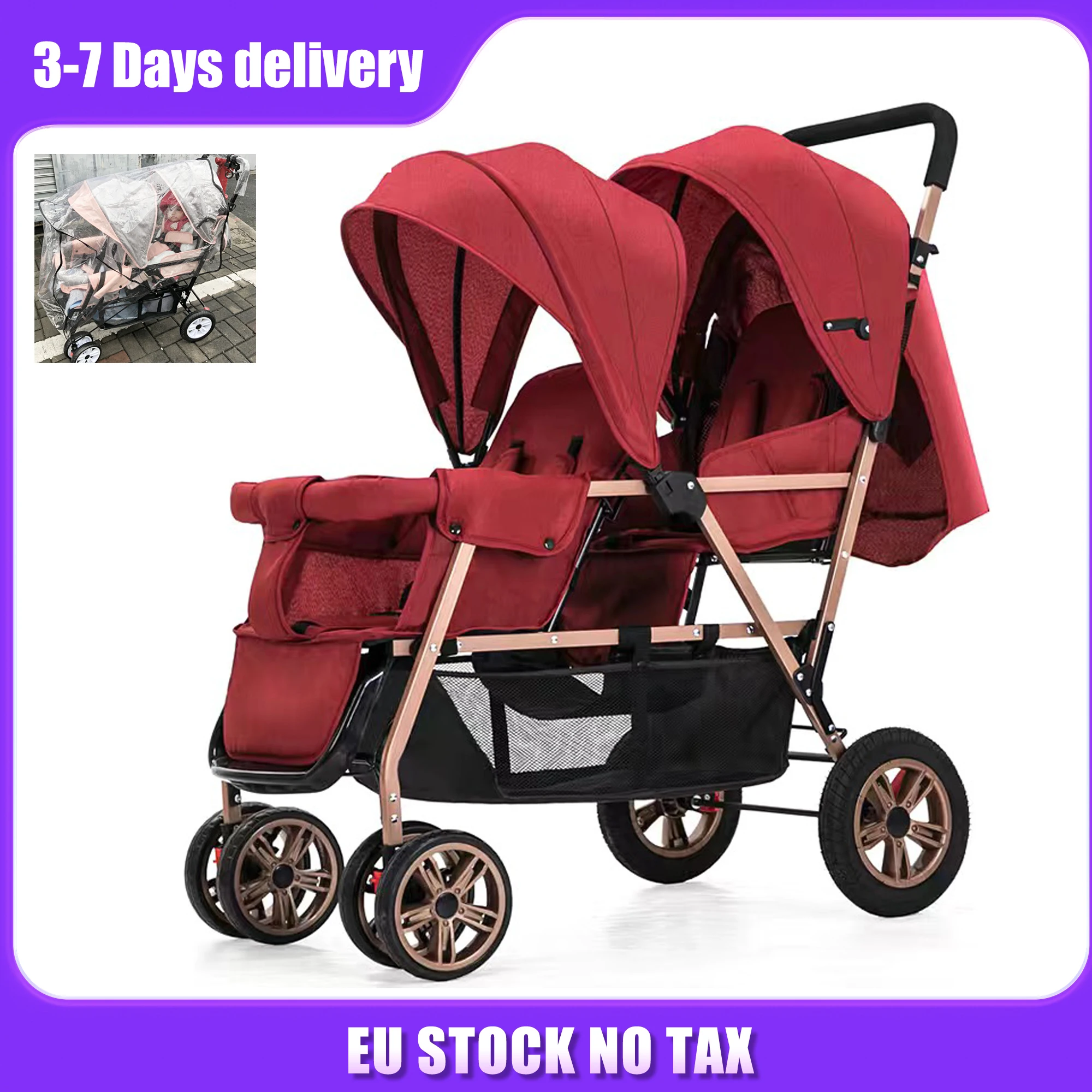 EU STOCK Twin strollers Lightweight foldable strollers for two baby seat double stroller Mutiple Stroller