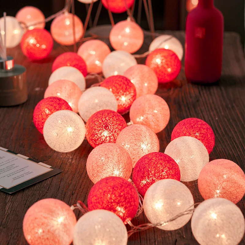 

3M/1.5M Colorfull Cotton Ball String Lights Battery Powered LED Light New Year Christmas Home Party Wedding Bedroom Decoration