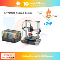 ANYCUBIC Kobra 3 Combo AE Version FDM Print in 4 to 8 Color 3D Printer With Max 600mm/s Printing Speed Build Size 250x250x260mm