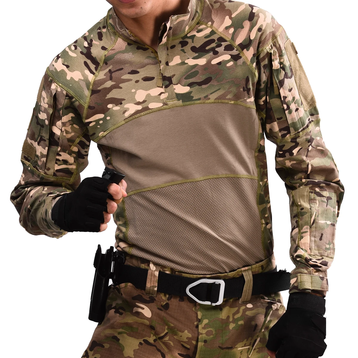 Camisas de combate para hombre, camiseta de camuflaje del Ejército de EE. UU., ropa táctica militar de caza, Camisa larga CS, ropa de Camping, Tops