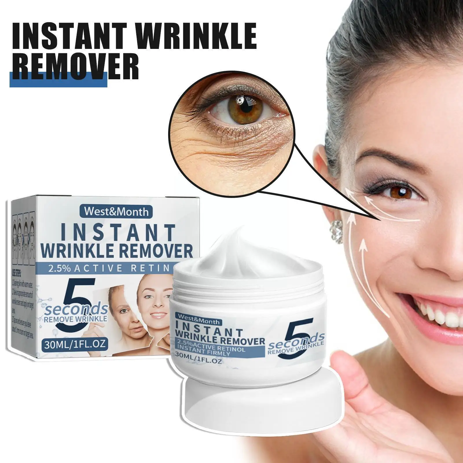 Crème anti-déformable instantanée pour le visage, anti-âge, raffermissant, lifting, ligne de décoloration, soins de la peau fine, cosmétiques hydratants, 5 secondes, X7C3