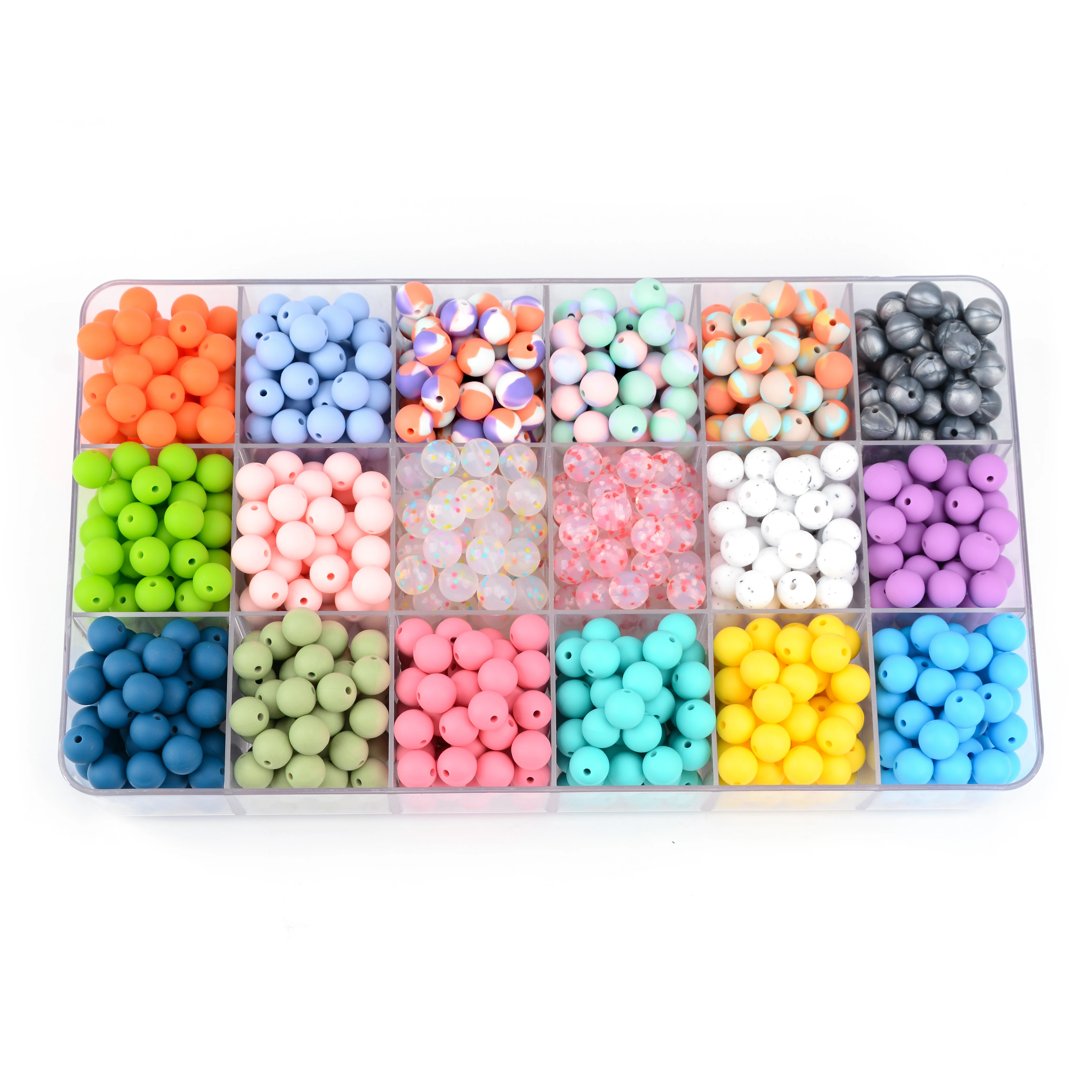 LOFCA 20pcs Silicone Beads 12mm Food Grade Baby Teethers Toy Tie Dye DIY Necklaces Making Pacifier Chain Nursing Accessories