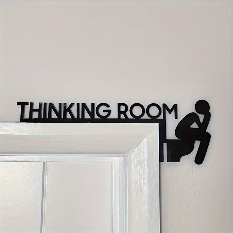 1Pc Interesting Metal Sign for the Restroom Door, Funny Bathroom Sign for Home, Fun Bathroom Door Decoration Black Sign, Home Decor Sign