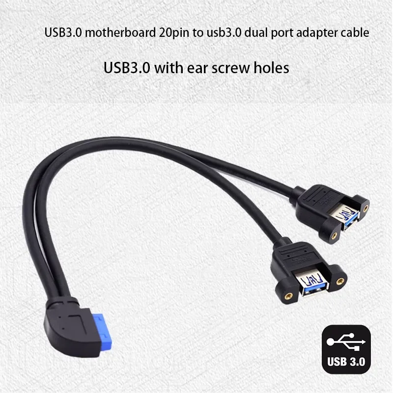 Placa base con codo de 90 grados, expansión de 20P a USB 3,0, placa base con codo hacia arriba, abajo, izquierdo y derecho, Cable de datos para oreja USB 3,0